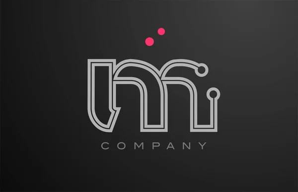 Różowa Szara Linia Alfabet Litera Logo Projekt Ikona Kropką Kreatywny — Wektor stockowy