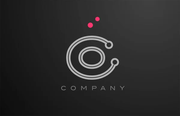 Pink Grey Line Alphabet Letter Logo Icon Design Dot Creative — Stock Vector