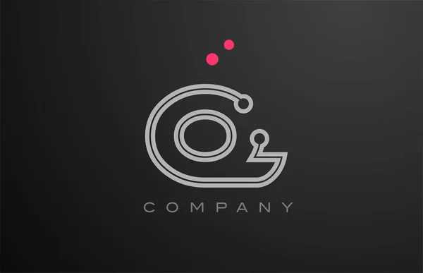 Rose Gris Ligne Lettre Alphabet Logo Icône Design Avec Point — Image vectorielle