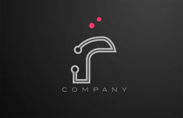 Рожева Сіра Лінія Абетки Літери Логотипу Дизайн Піктограми Крапкою Креативний — стоковий вектор