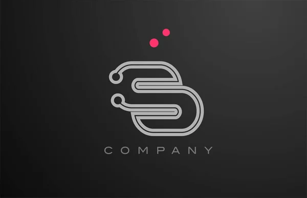 Pembe Gri Çizgi Alfabesi Harfi Logo Simgesi Dizaynı Noktalı Şirket — Stok Vektör