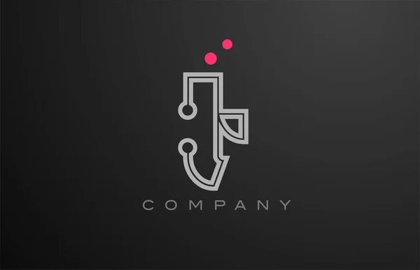 ピンクグレーラインTアルファベット文字のロゴアイコンデザイン ビジネスと会社のための創造的なテンプレート — ストックベクタ
