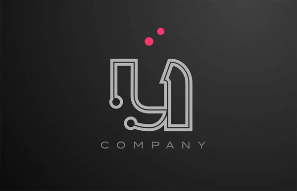 Różowa Szara Linia Alfabet Litera Logo Ikona Projekt Kropką Kreatywny — Wektor stockowy