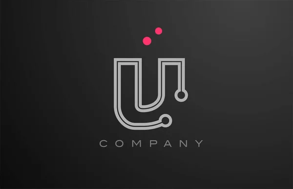 Różowa Szara Linia Alfabet Litera Logo Ikona Projekt Kropką Kreatywny — Wektor stockowy