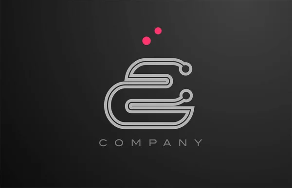 Roze Grijze Lijn Alfabet Letter Logo Pictogram Ontwerp Met Stip — Stockvector