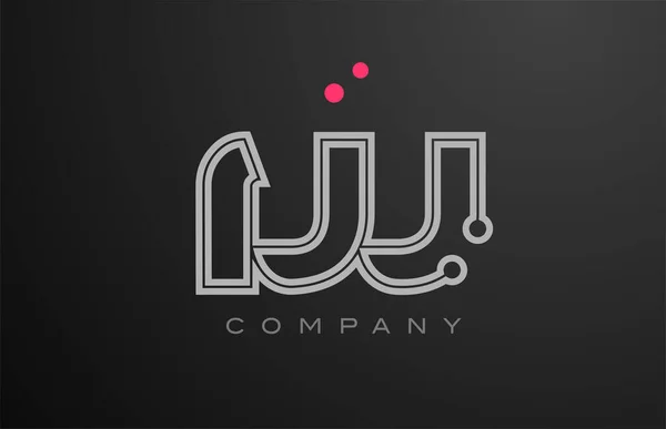 Roze Grijze Lijn Alfabet Letter Logo Pictogram Ontwerp Met Stip — Stockvector