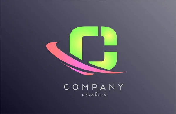 Зелено Рожева Піктограма Логотипу Літери Маком Дизайн Креативного Шаблону Компанії — стоковий вектор
