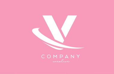 Pembe beyaz V alfabesi harf logosu simgesi. Şirket ve iş dünyası için yaratıcı şablon tasarımı