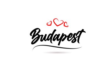 Budapeşte Avrupa şehri tipografisi aşk tarzıyla yazılmış. El yazısı. Modern hat metni
