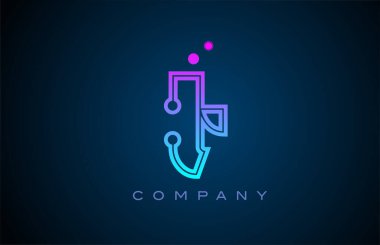 Pembe mavi renkli ve noktalı T alfabe harfi logo tasarımı. Şirket ve iş için yaratıcı şablon