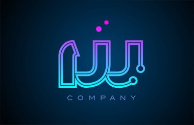 Pembe mavi ve noktalı W alfabesi harfi logo tasarımı. Şirket ve iş için yaratıcı şablon