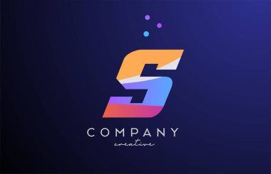 Noktalı renkli S alfabesi harfi simgesi. Şirket ve iş dünyası için turuncu pembe yaratıcı şablon tasarımı