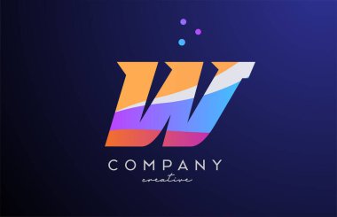 Noktalı renkli W alfabesi harfi simgesi. Şirket ve iş dünyası için turuncu pembe yaratıcı şablon tasarımı