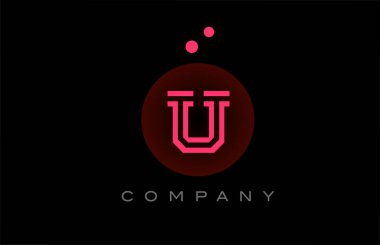 Noktalı ve daireli siyah pembe U harfi simgesi simgesi. İş ve şirket için şablon tasarımı