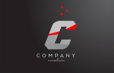 Gri kırmızı noktalar C alfabesi kalın harf logosu. İş ve şirket için yaratıcı şablon tasarımı