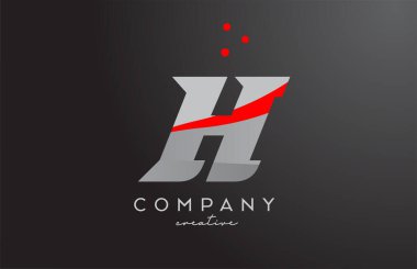 Gri kırmızı noktalar H alfabesi kalın harf logosu. İş ve şirket için yaratıcı şablon tasarımı