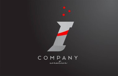 Alfabedeki gri kırmızı noktalar kalın harf logosu. İş ve şirket için yaratıcı şablon tasarımı