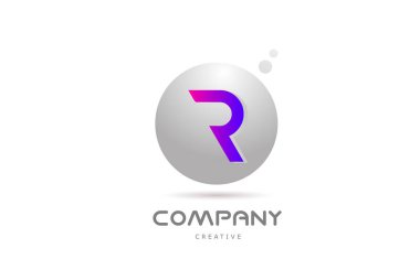 Pembe gri küre R alfabe harf simgesi dizaynı. Noktalı. Şirket ve iş için yaratıcı şablon