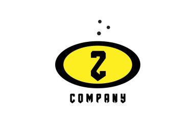 Z elips alfabesi kalın harf logosu ile noktalar. Siyah ve sarı renkli işletmeler için yaratıcı şablon tasarımı