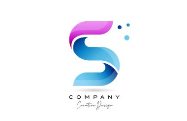 Gradyanı olan pembe mavi S alfabesi harfi simge tasarımı. İş ve şirket için yaratıcı şablon