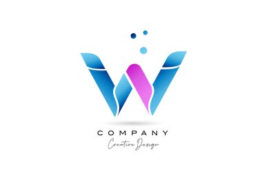 Gradyanı olan pembe mavi W harfli alfabe simgesi tasarımı. İş ve şirket için yaratıcı şablon