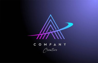 Pembe mavi alfabe harfli simge tasarımı. Şirket ve iş için satır yaratıcı şablon