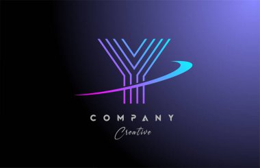 Y mavi alfabe harfli simge dizaynı. Şirket ve iş için satır yaratıcı şablon