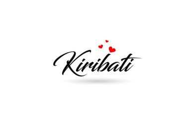 Kiribati 'de üç kırmızı kalpli bir ülke ismi var. Yaratıcı tipografi simgesi logo tasarımı