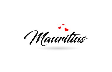Mauritius üç kırmızı kalpli bir ülke ismi verdi. Yaratıcı tipografi simgesi logo tasarımı