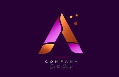 Pembe sarı alfabe harfli simge tasarımı. Şirket ve iş için yaratıcı şablon