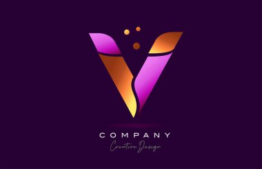 V pembe alfabe harfi logo simgesi tasarımı. Şirket ve iş için yaratıcı şablon
