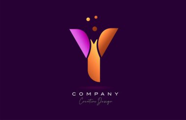 Y pembe alfabe harfi simge tasarımı. Şirket ve iş için yaratıcı şablon