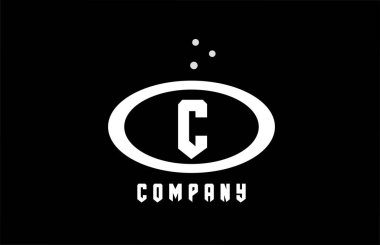 C siyah ve beyaz elips alfabe kalın harf logosu ile noktalar. Şirket ve iş dünyası için yaratıcı şablon tasarımı