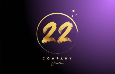 Noktalı ve daireli altın rengi 22 numara harf logosu tasarımı. Grunge iş ve şirket için yaratıcı gradyan şablonu