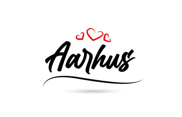 Aarhus Città Europea Tipografia Parola Testo Con Stile Amore Lettere — Vettoriale Stock