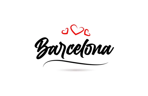 Barcelona European City Typography Text Word Love Style Hand Lettering — Stock Vector