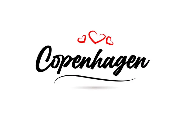 Copenhague Ville Européenne Typographie Mot Texte Avec Style Amour Lettrage — Image vectorielle
