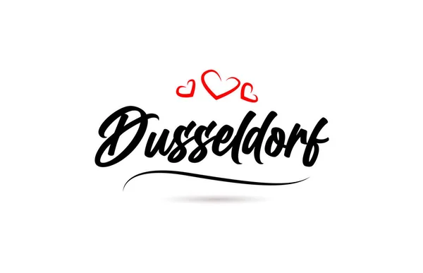 Düsseldorf Europäisches Stadt Typografie Textwort Mit Liebesstil Handschrift Moderner Kalligrafie — Stockvektor
