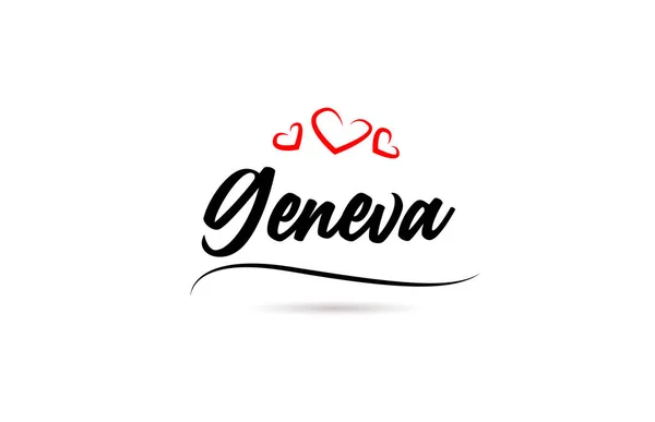 Ginevra Città Europea Tipografia Testo Parola Con Stile Amore Lettere — Vettoriale Stock