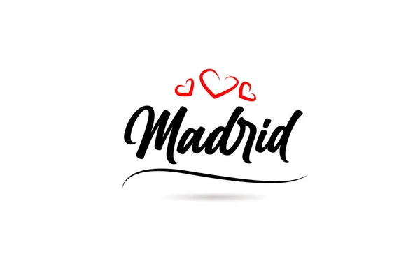 Madridské Evropské Město Typografie Text Slovo Láskou Styl Rukopis Moderní — Stockový vektor