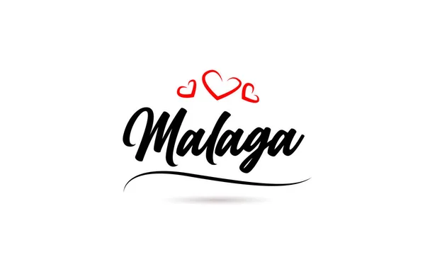 Malaga Città Europea Tipografia Parola Testo Con Stile Amore Lettere — Vettoriale Stock