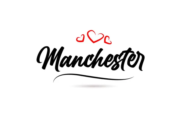 Manchester Città Europea Tipografia Parola Testo Con Stile Amore Lettere — Vettoriale Stock