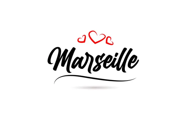 Marsella Ciudad Europea Tipografía Texto Palabra Con Estilo Amor Letras — Vector de stock