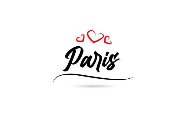Paris Avrupa Şehri Tipografisi Aşk Tarzıyla Yazılmış Yazısı Modern Hat — Stok Vektör