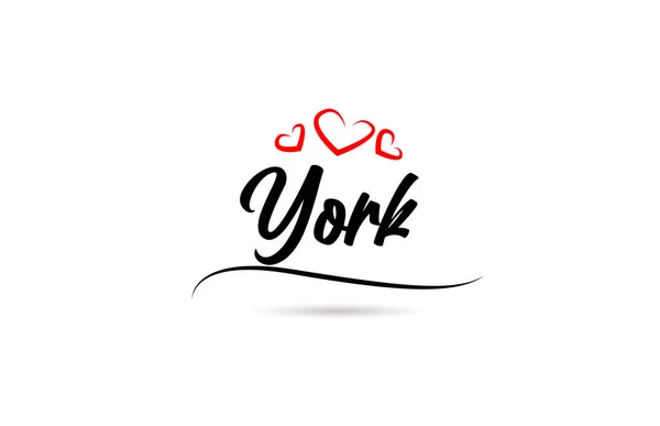 York Avrupa Şehri Tipografisi Aşk Tarzıyla Yazılmış Yazısı Modern Hat — Stok Vektör