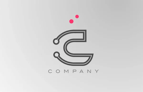 粉红灰色C字母表图标设计与线和点 公司和企业的创意模板 — 图库矢量图片