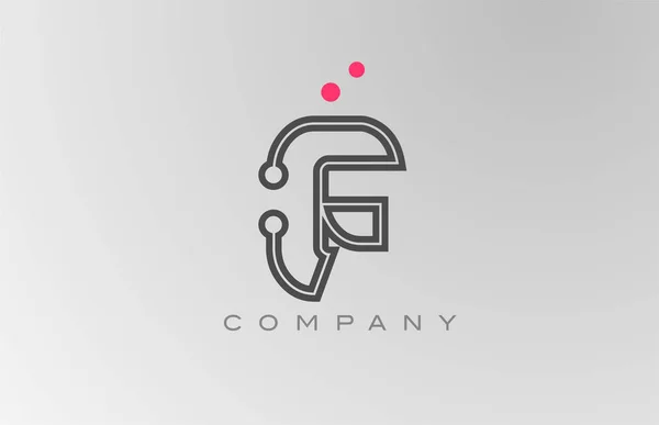 Rosafarbenes Alphabet Buchstabe Logo Symbol Design Mit Linie Und Punkt — Stockvektor