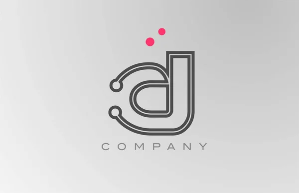 ピンクグレーDアルファベット文字のロゴアイコンデザインとラインとドット 会社とビジネスのための創造的なテンプレート — ストックベクタ