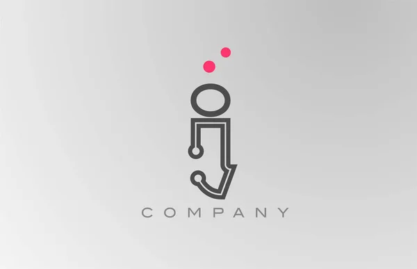 Рожевий Сірий Абетка Літери Логотип Іконка Дизайн Лінією Крапкою Креативний — стоковий вектор