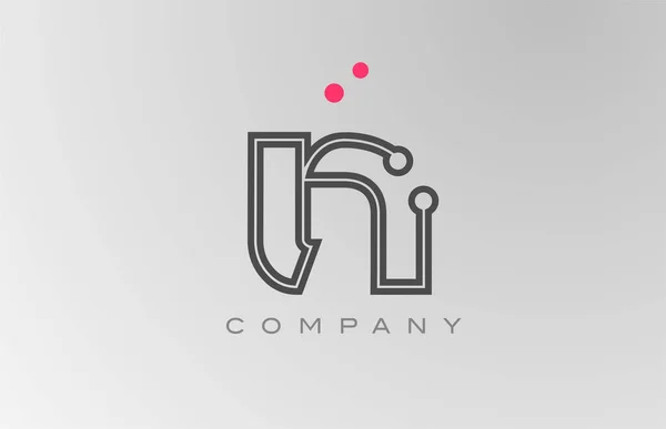 Ροζ Γκρι Αλφάβητο Λογότυπο Εικονίδιο Σχεδιασμό Γραμμή Και Τελεία Δημιουργικό — Διανυσματικό Αρχείο